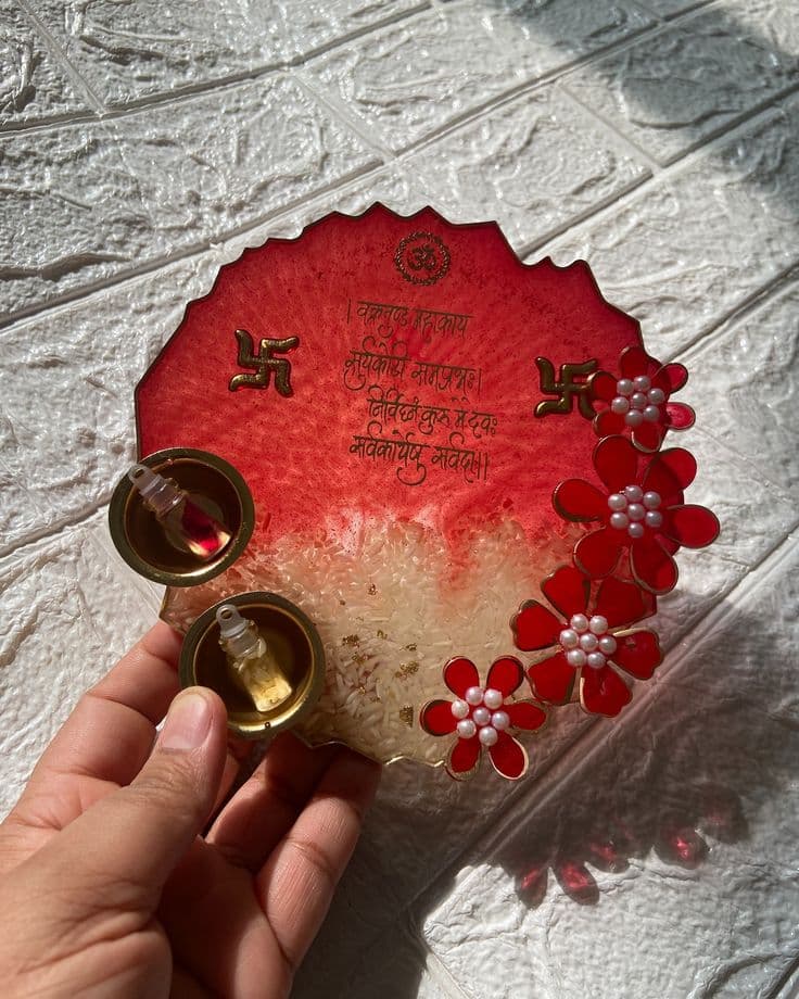 Handmade Customizable Resin Aarti Thali