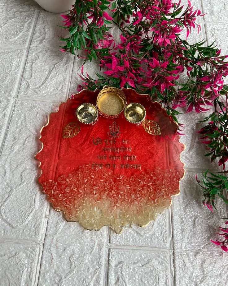 Handmade Customizable Resin Aarti Thali