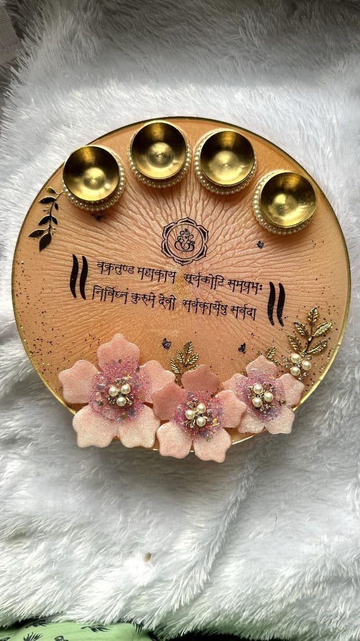 Handmade Customizable Resin Aarti Thali - Image 5