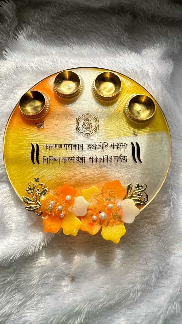 Handmade Customizable Resin Aarti Thali - Image 6