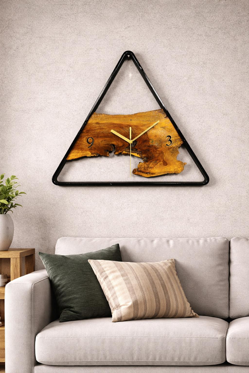 Handmade Natural Wood & Metal Frame Wall Clock - Image 13