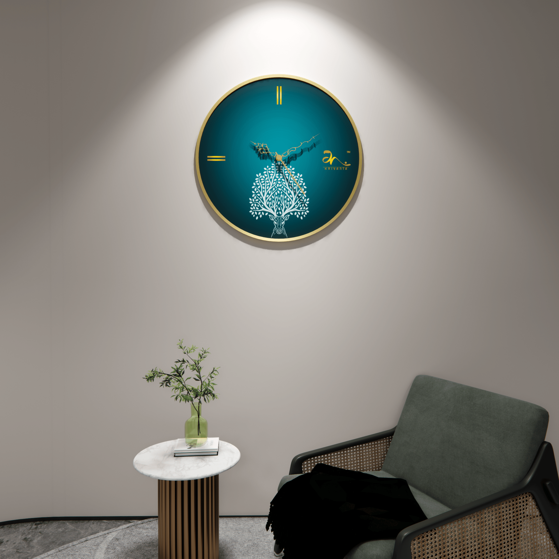 Forest Dear Moon Wall Clock Art - Image 2