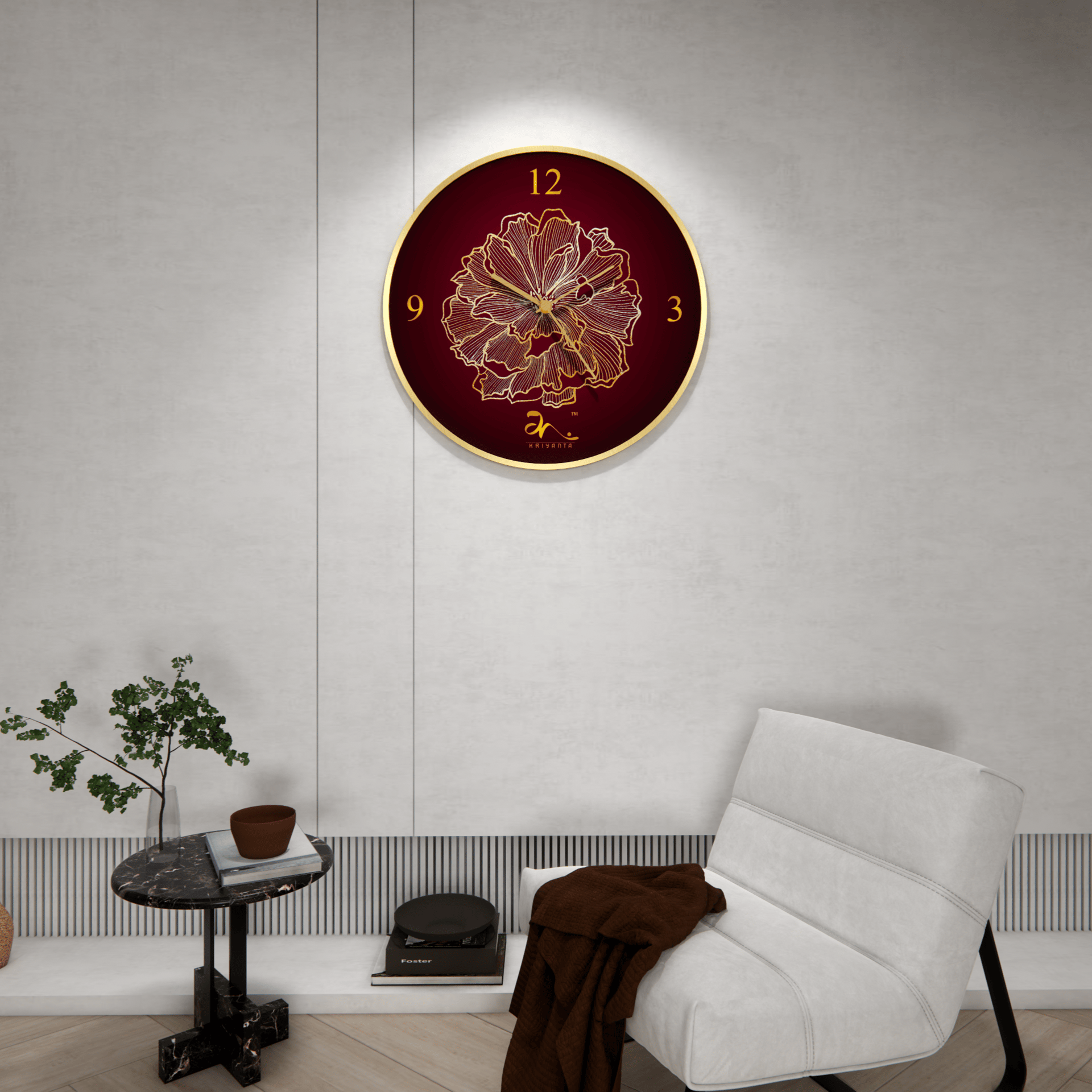 Modern Rose Wall Clock Art