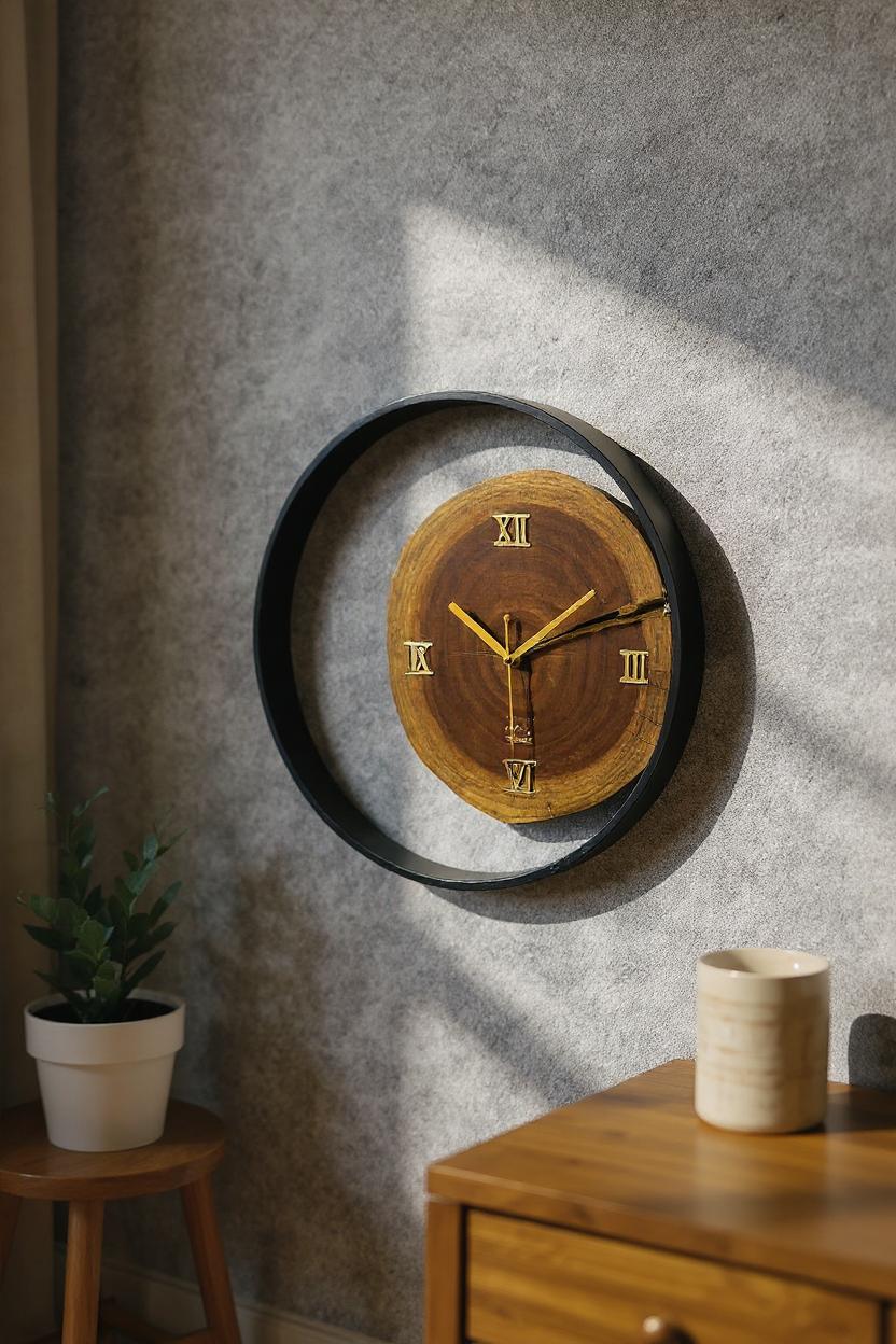 Wood And Metal Frame Wall Clock - Image 25
