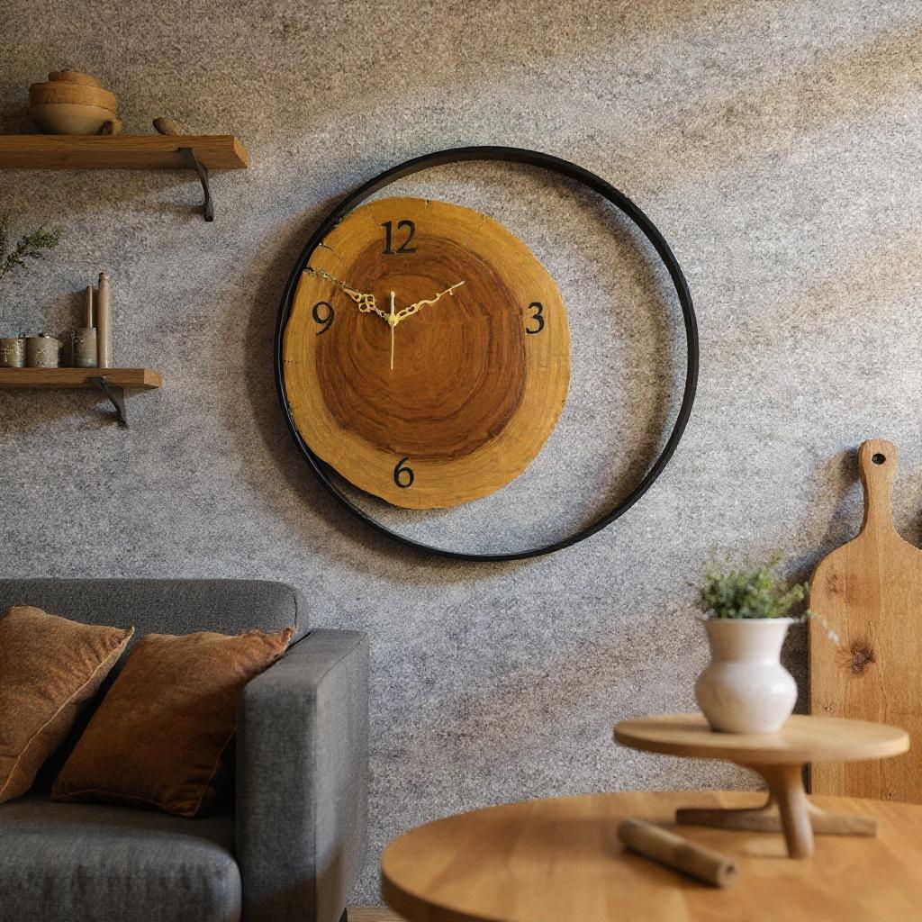 Wood And Metal Frame Wall Clock - Image 42