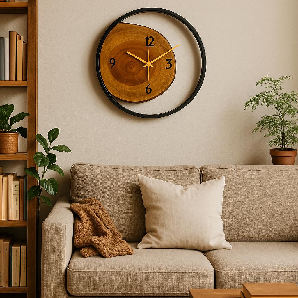 Wood And Metal Frame Wall Clock - Image 20