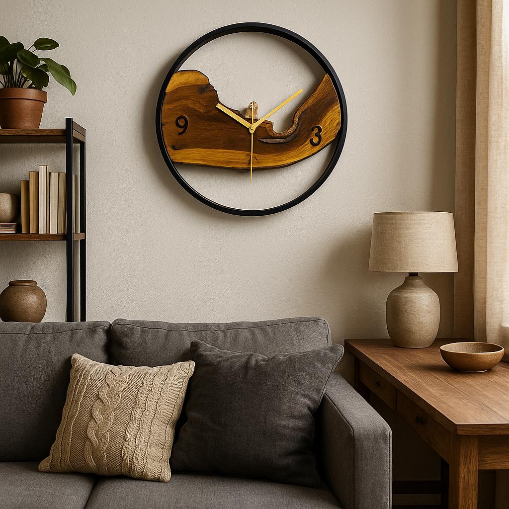 Wood And Metal Frame Wall Clock - Image 17