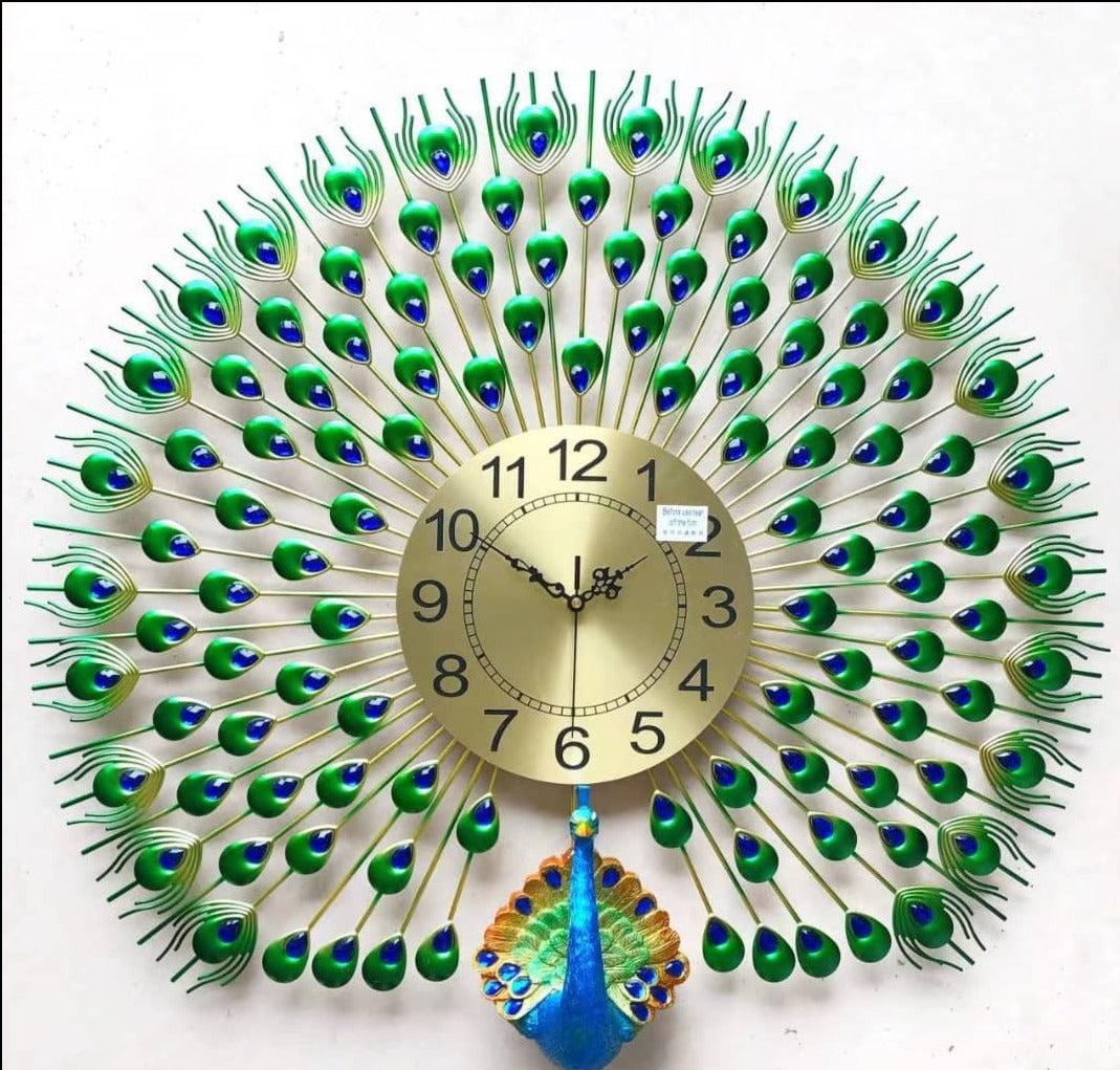 Handcrafted Peacock Wall Clock