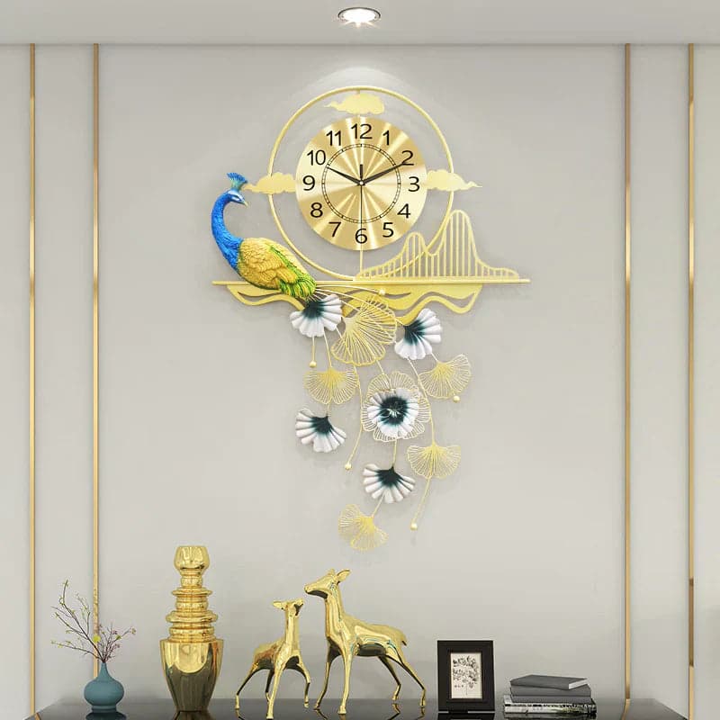 Peacock Wall Clock Art