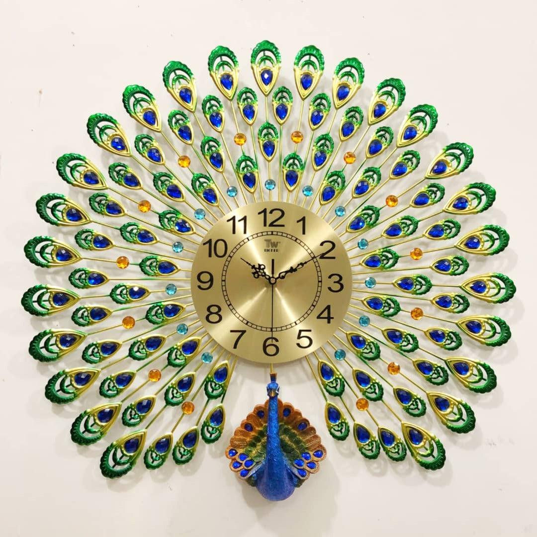 Luxury Peacock Metal Wall Clock