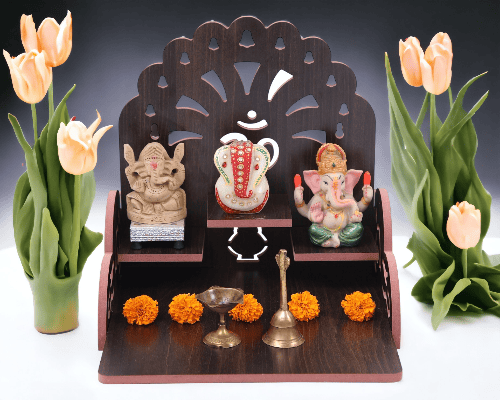 Wooden Handmade Beautiful Wooden Temple Wall Hanging And Table Top Home Temple - Image 11