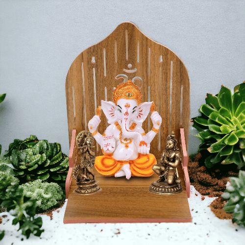 Wooden Attractive Design Om Temple ( 13 X 10 X 10 In )