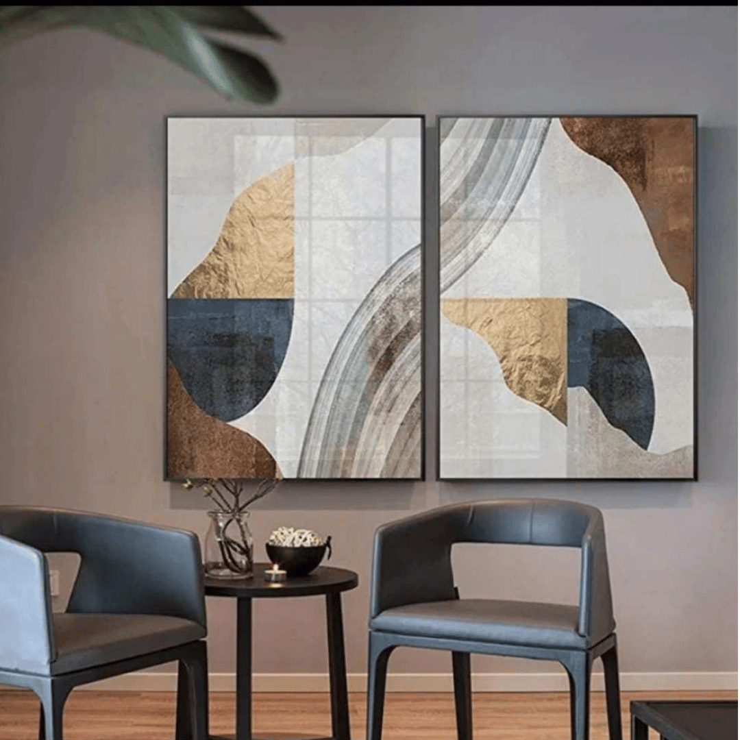 2 Piece Abstrct Crystal Painting