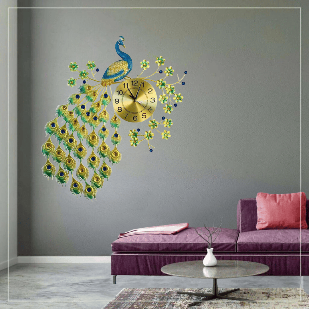 Metal Peacock Wall Clock
