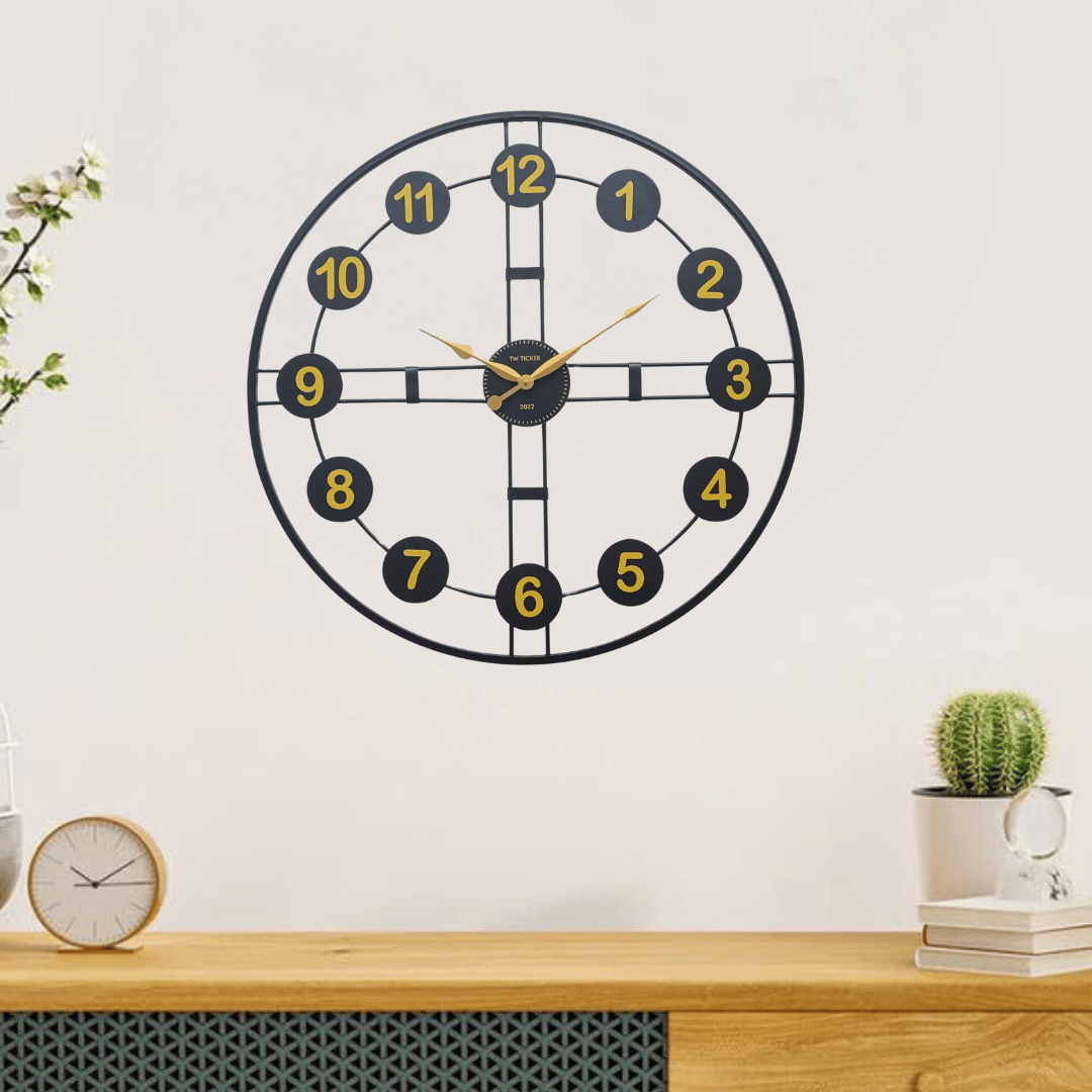Vintage Black Metal Wall Clock