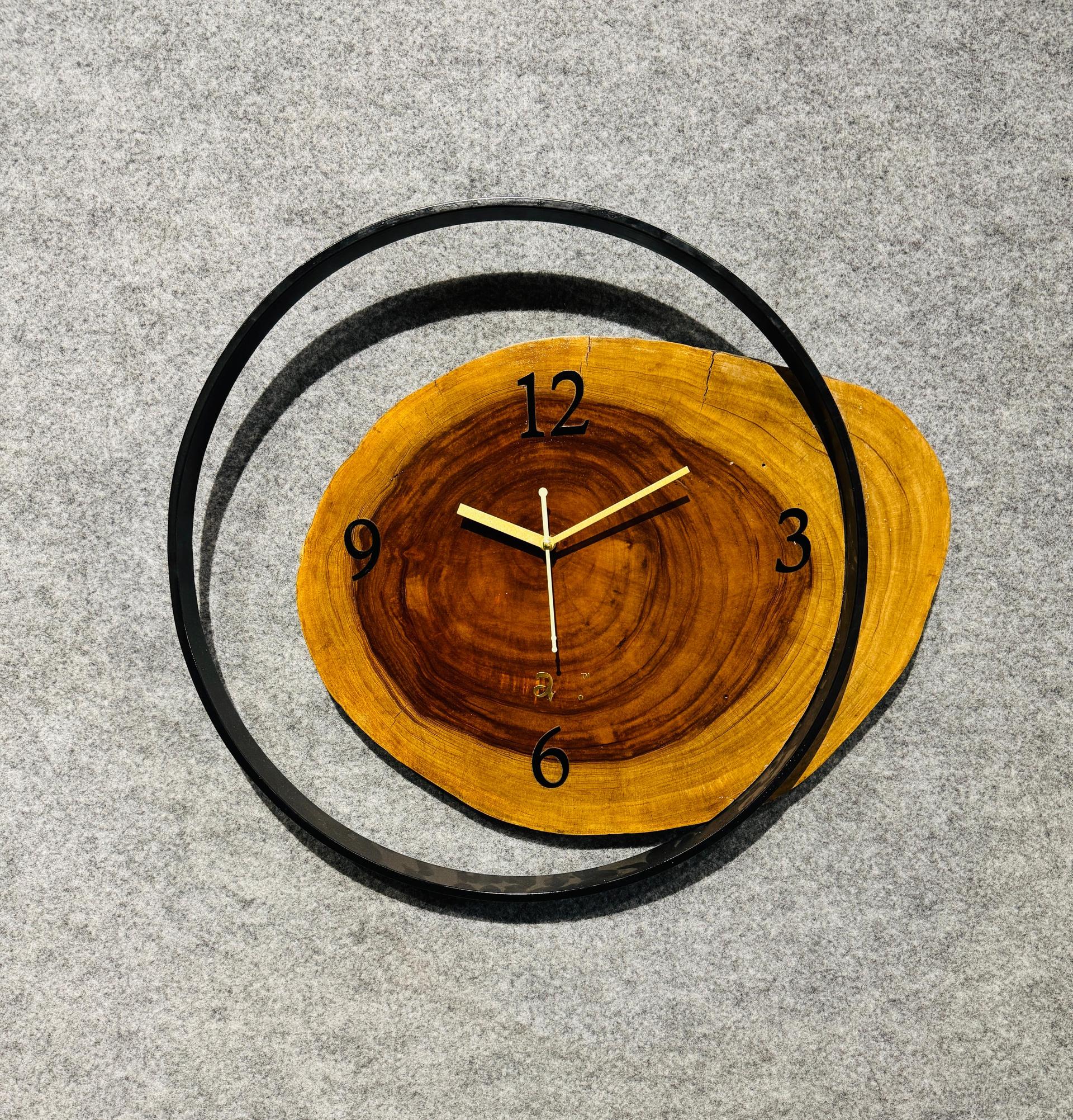 Handmade Natural Wood & Metal Frame Wall Clock - Image 17