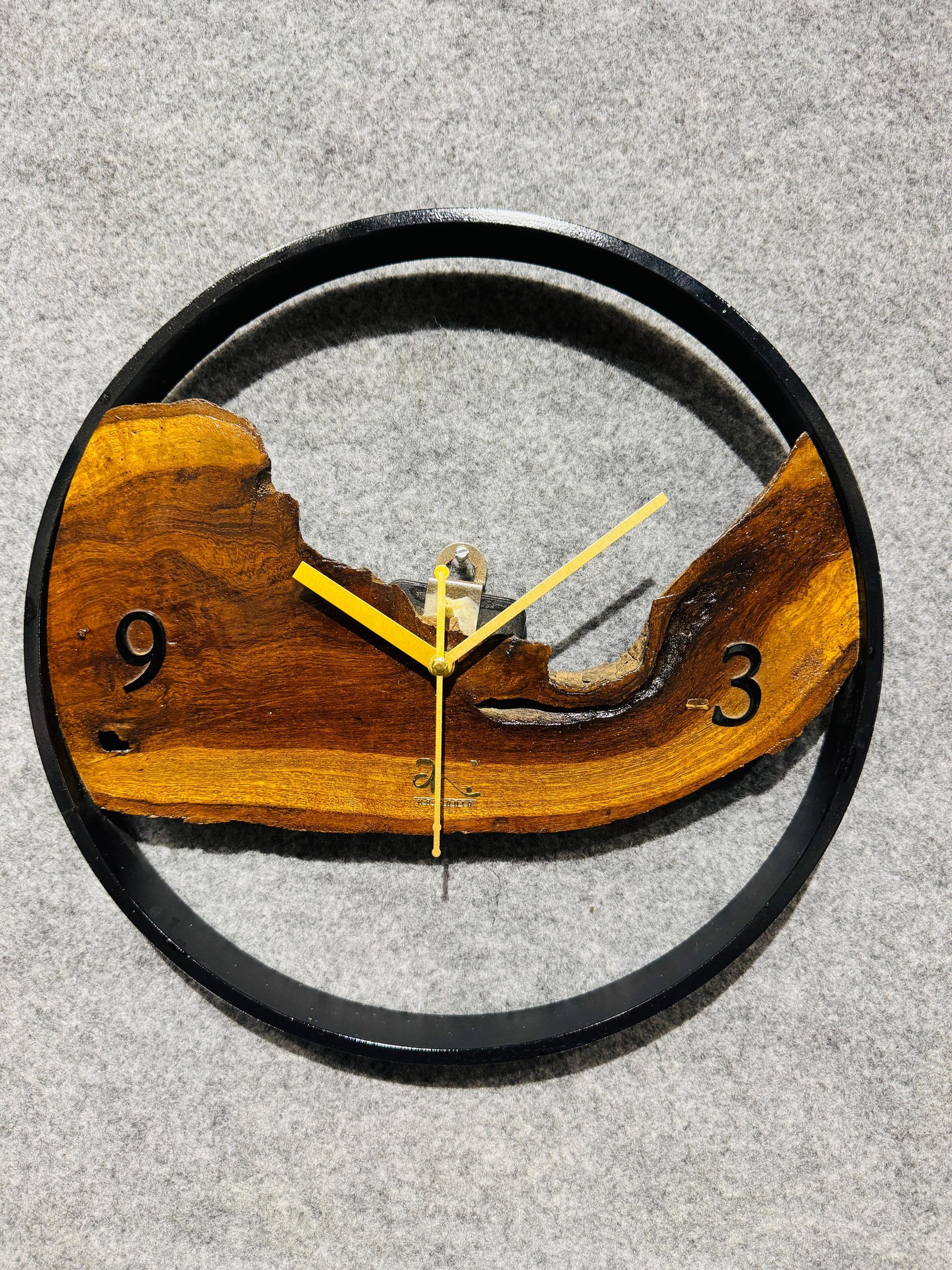 Handmade Natural Wood & Metal Frame Wall Clock - Image 14