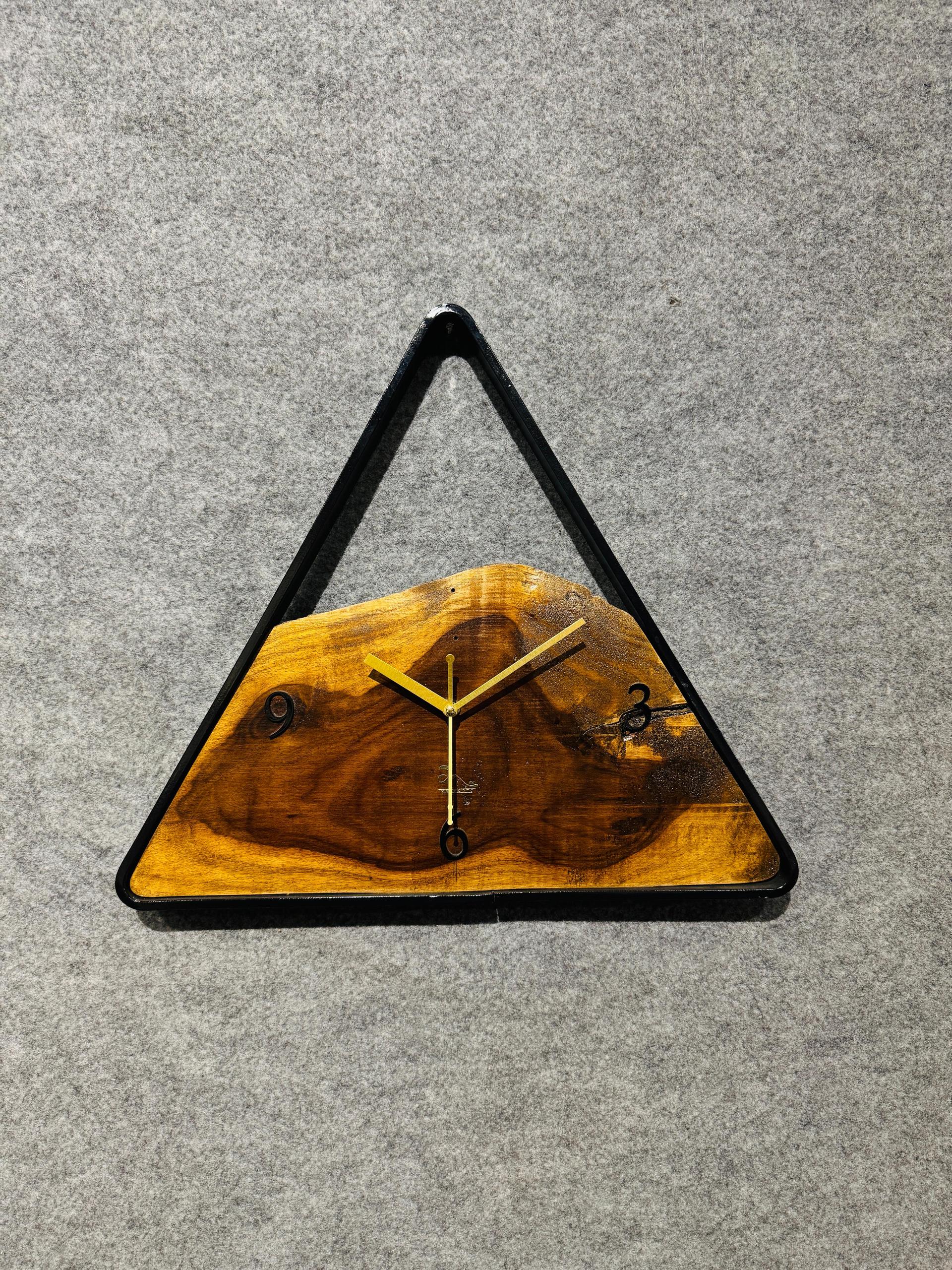 Handmade Natural Wood & Metal Frame Wall Clock - Image 11