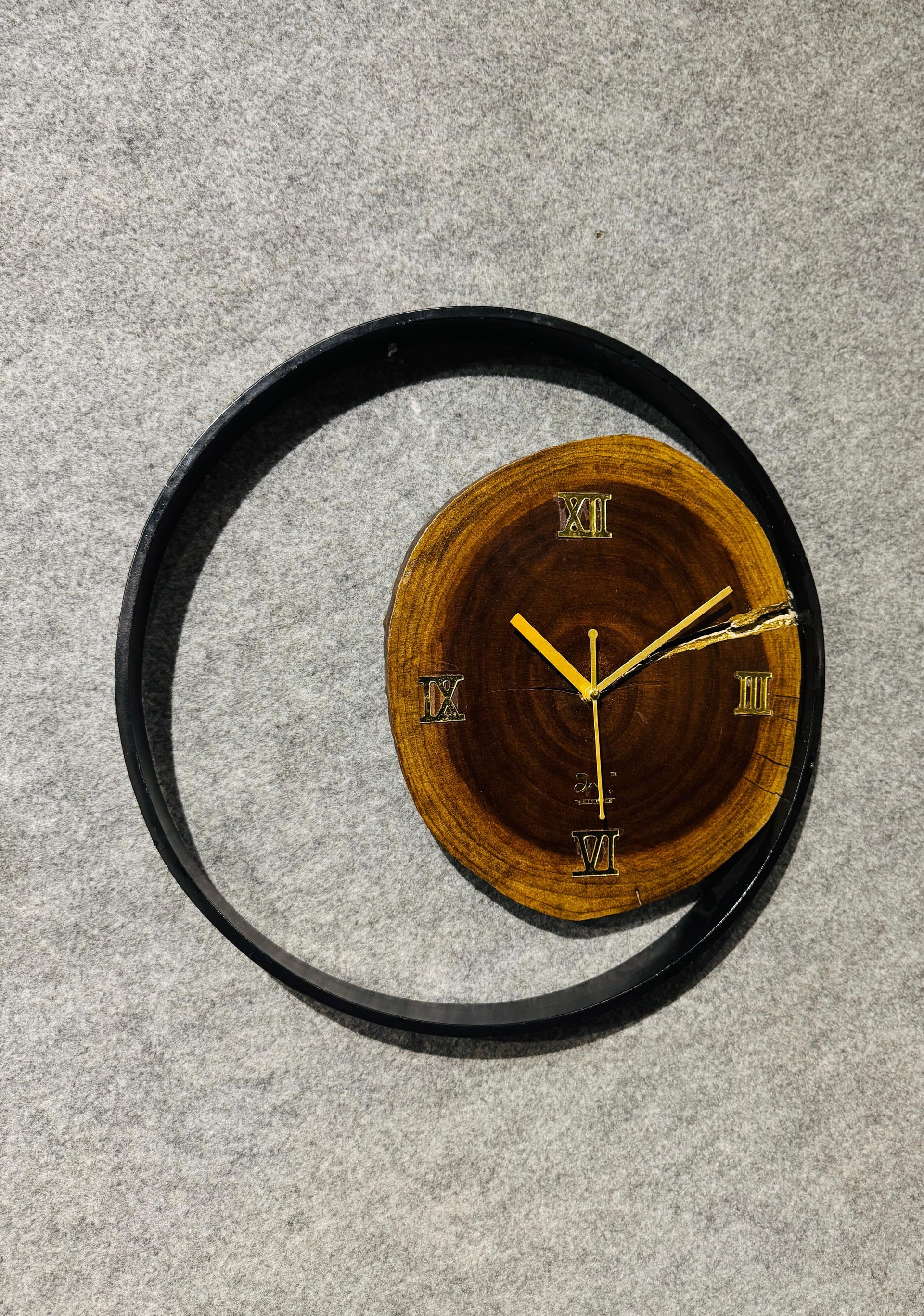 Handmade Natural Wood & Metal Frame Wall Clock - Image 12