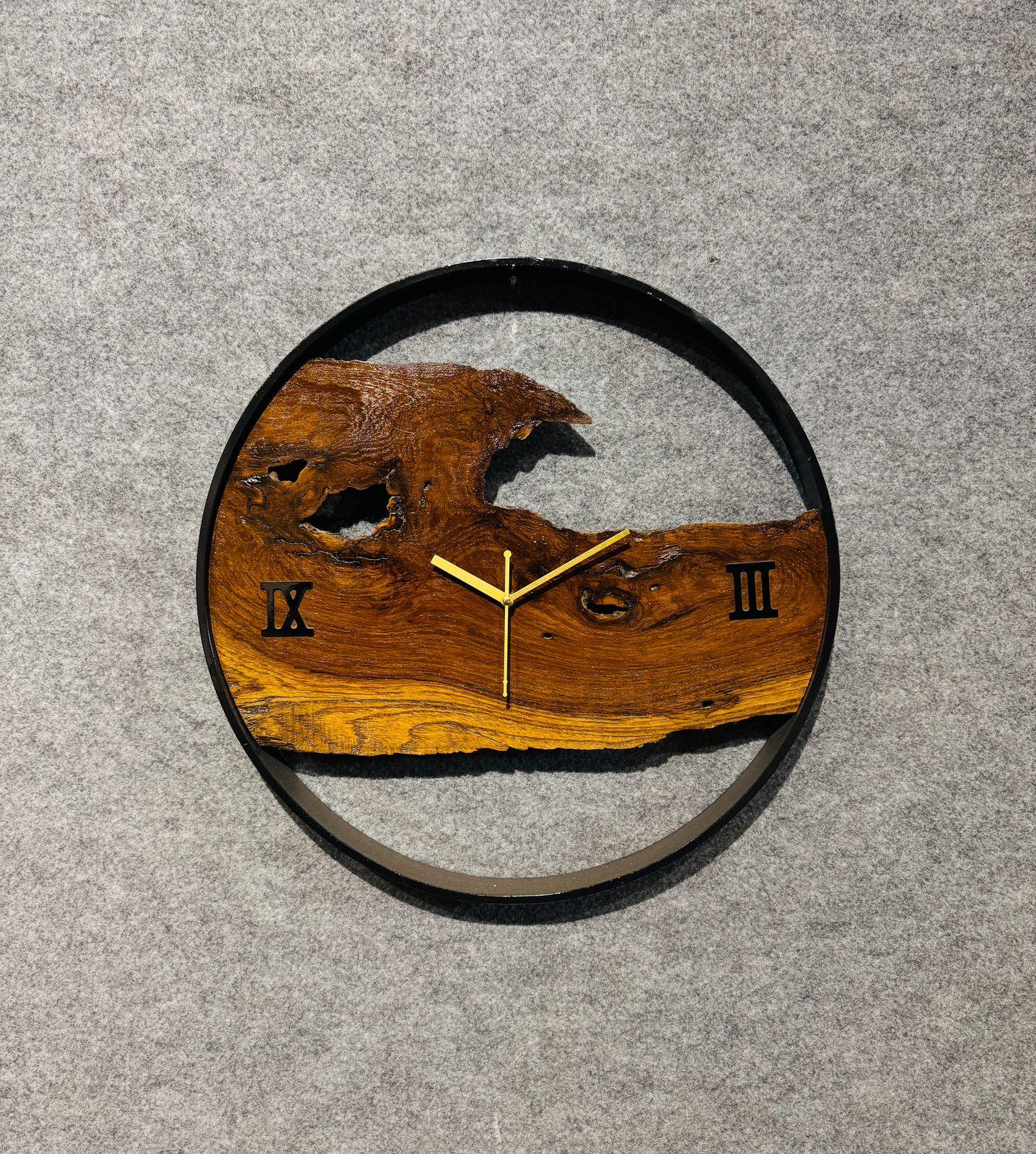 Wood And Metal Frame Wall Clock - Image 5