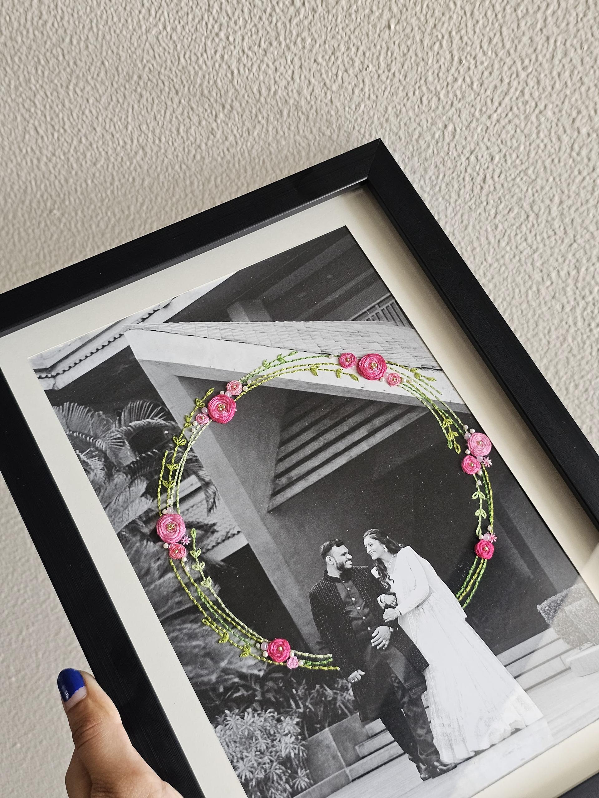 Hand-Embroidered Personalized Photo Frame – Custom Memory Art With Rare Indian Threadwork (a5/A4/A3 Sizes) - Image 10