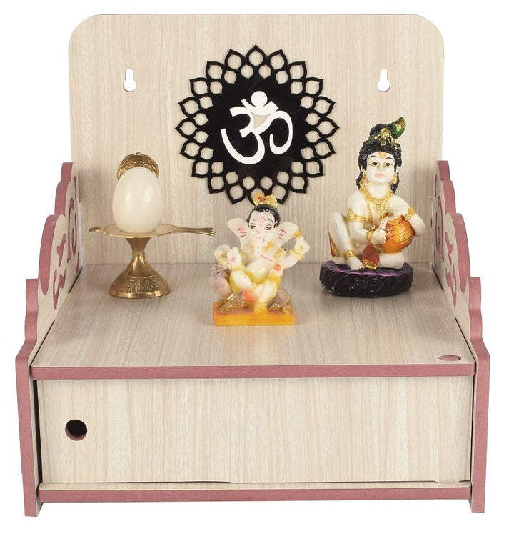 Beautiful Small Acrylic Wooden Temple For Home and office | Wall Hanging and Table top Home Mandir | Acraylic Om Design Temple | Decor Beautiful Wooden Temple with Acrylic Om Design