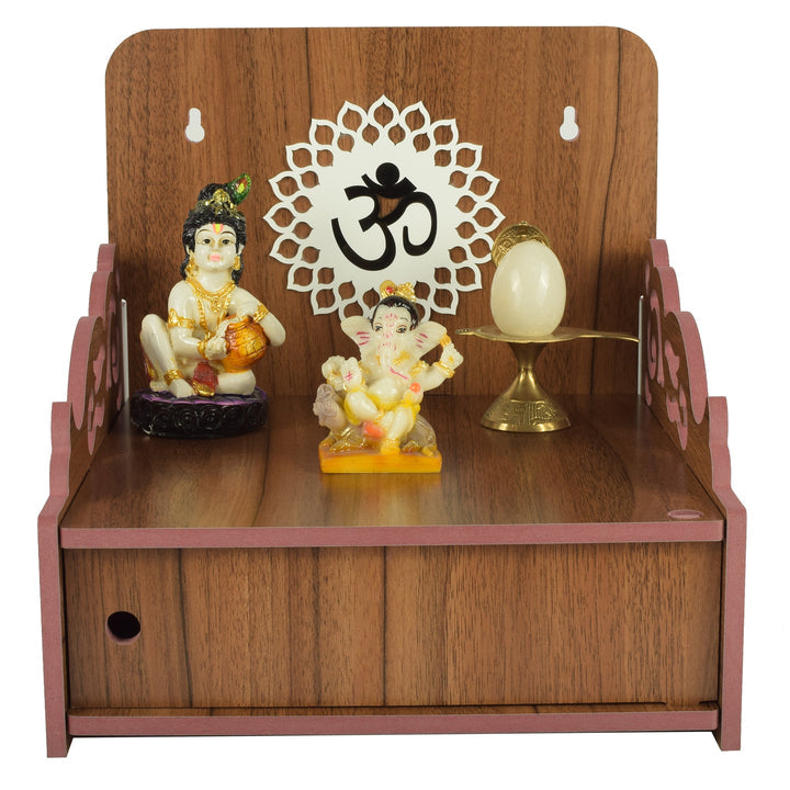 Beautiful Small Acrylic Wooden Temple For Home and office | Wall Hanging and Table top Home Mandir | Acraylic Om Design Temple | Decor Beautiful Wooden Temple with Acrylic Om Design