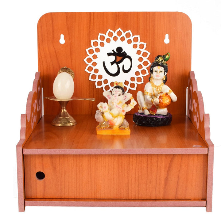 Beautiful Small Acrylic Wooden Temple For Home and office | Wall Hanging and Table top Home Mandir | Acraylic Om Design Temple | Decor Beautiful Wooden Temple with Acrylic Om Design