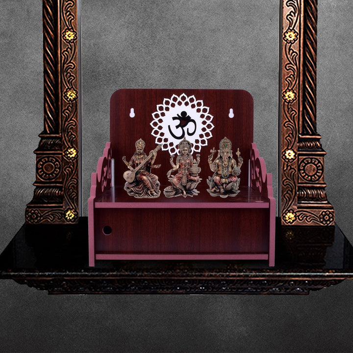 Beautiful Small Acrylic Wooden Temple For Home and office | Wall Hanging and Table top Home Mandir | Acraylic Om Design Temple | Decor Beautiful Wooden Temple with Acrylic Om Design