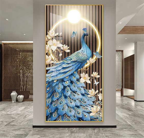 PEACOCK CRYSTAL LED WALL ART PIECE