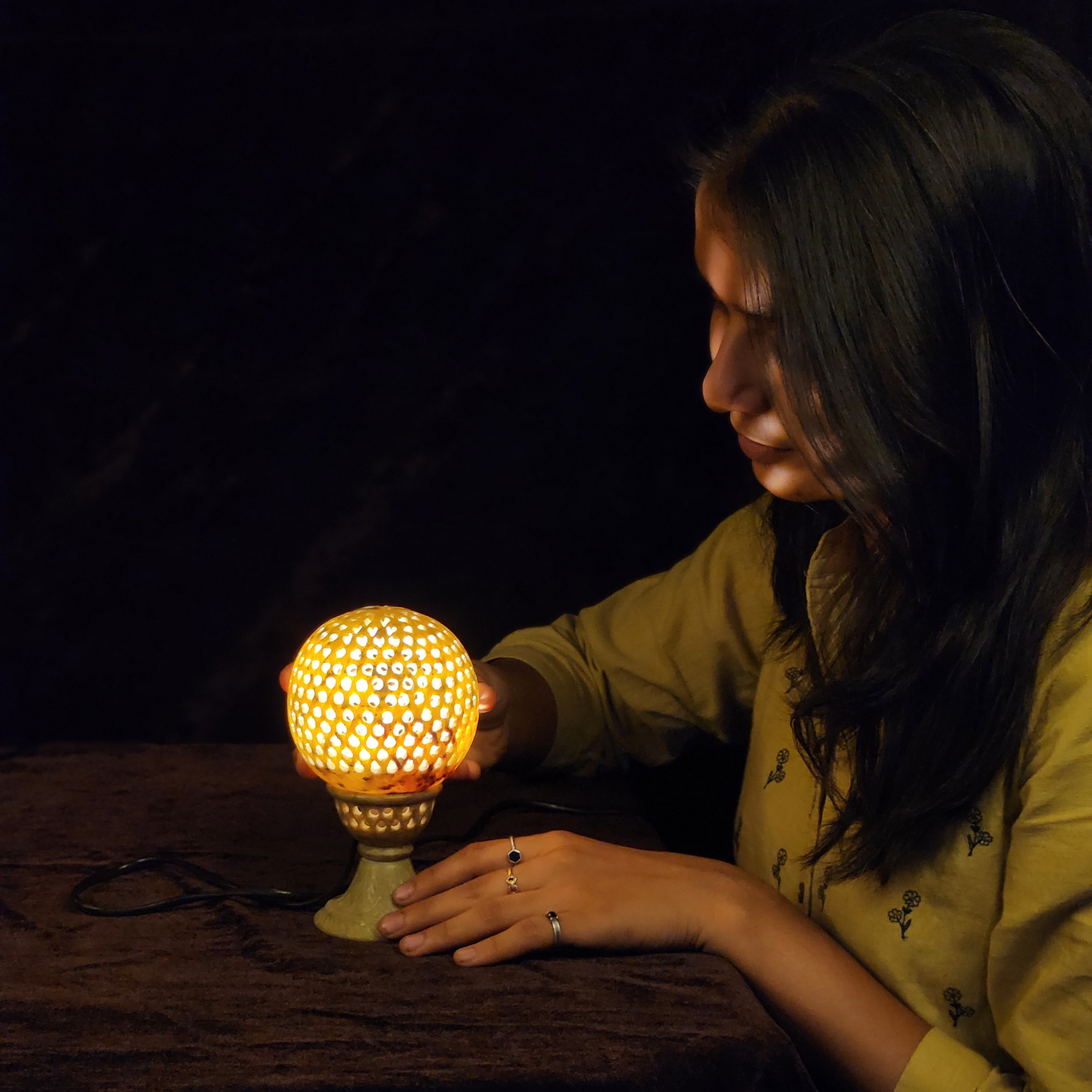 Hand-carved Stone Lamps