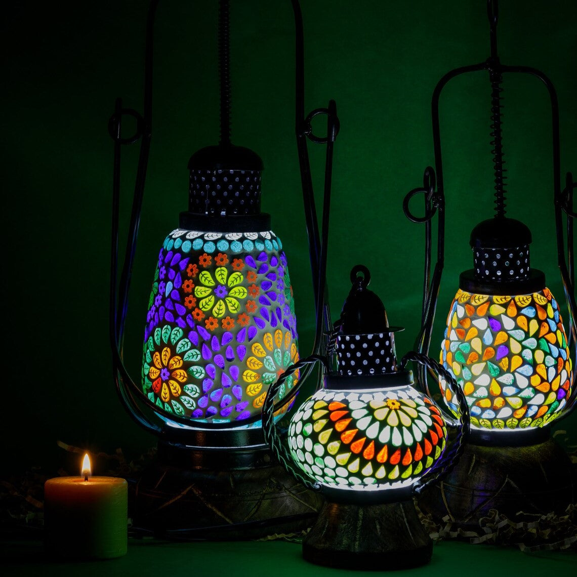 Handcrafted Art Deco Mosaic Lights