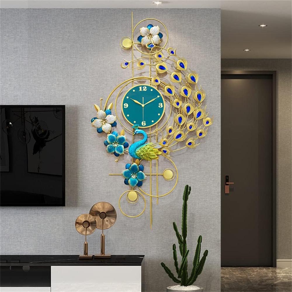 PEACOCK METAL WALL CLOCK