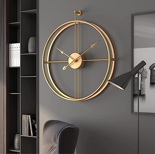 DOUBLE RING GOLDEN METAL WALL CLOCK