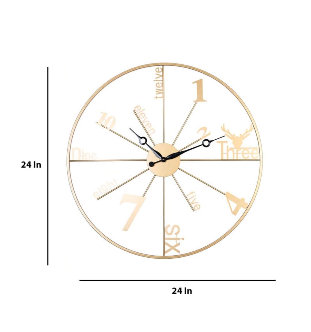 NUMERIC GOLDEN METAL WALL CLOCK