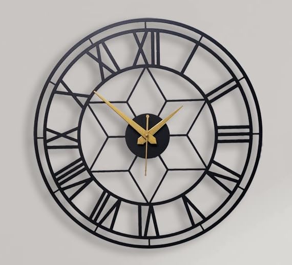 STAR ROMAN METAL WALL CLOCK