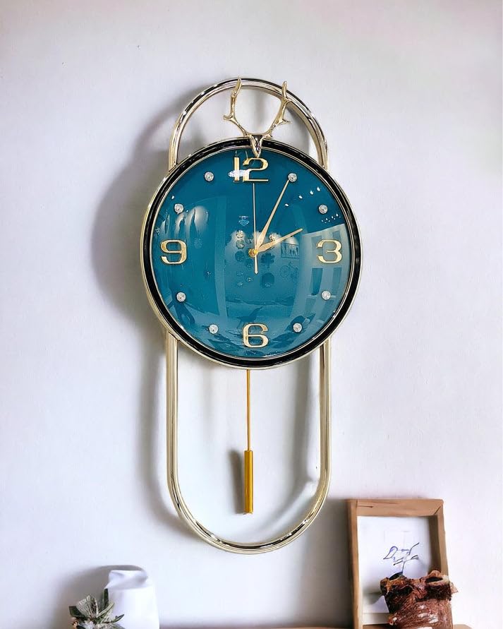 DECORATIVE GLASS HANGING METAL WALL CLOCK