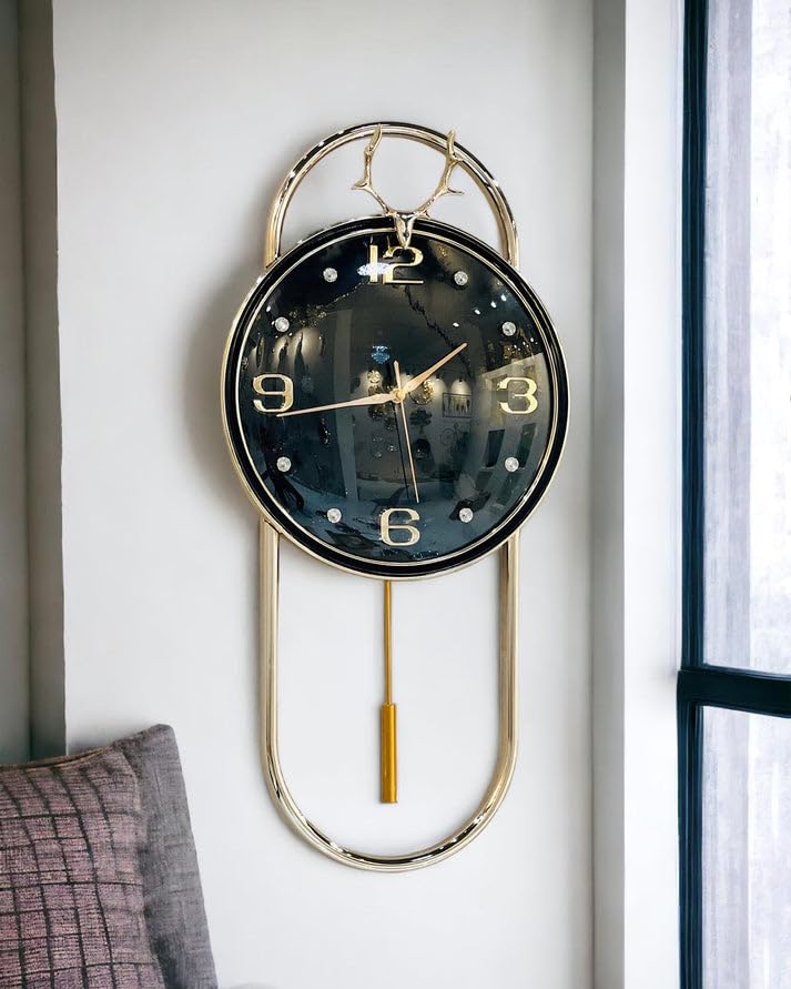 DECORATIVE GLASS HANGING METAL WALL CLOCK