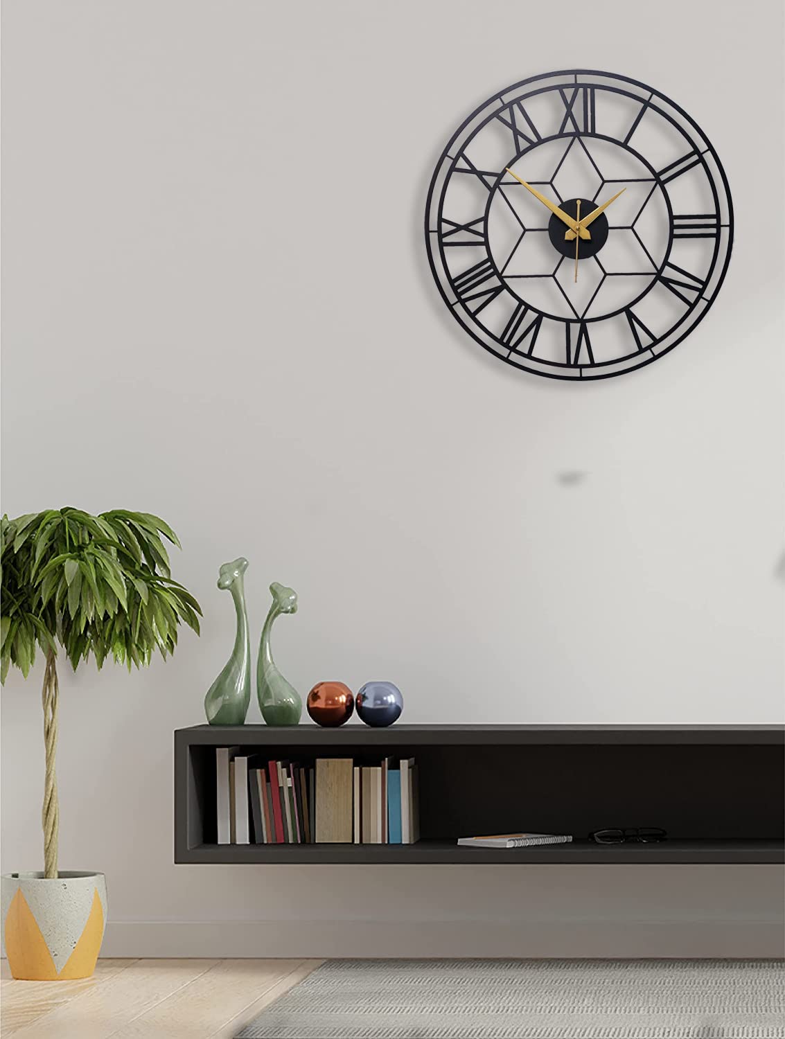 STAR ROMAN METAL WALL CLOCK