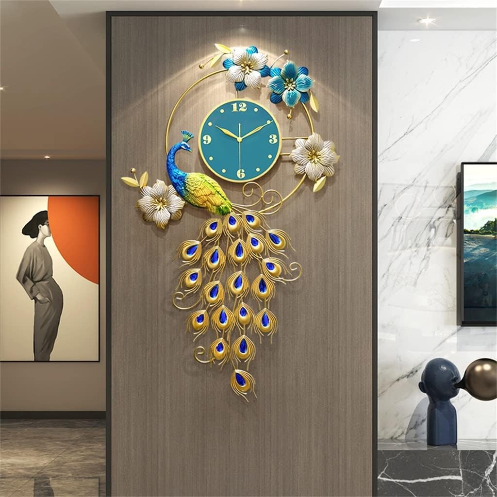 VERTICAL PEACOCK WALL CLOCK ART