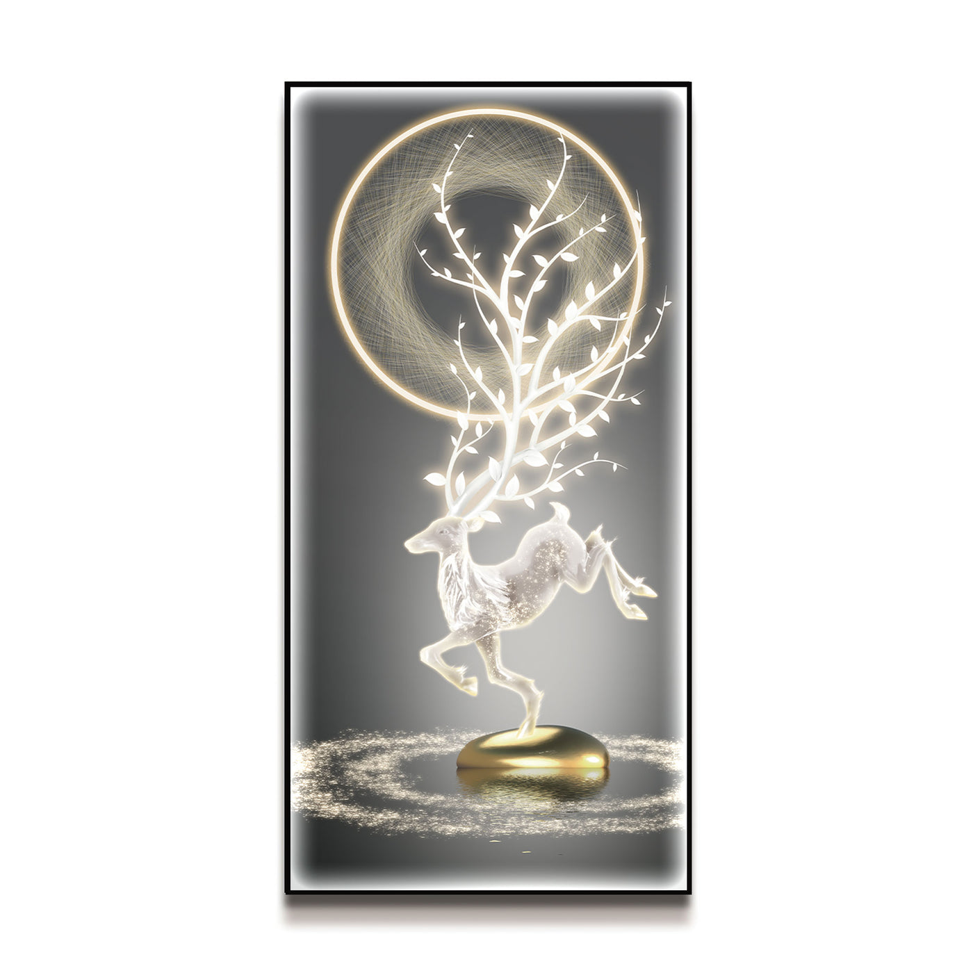 MOONLIGHT DANCING DEER LED CRYSTAL WALL ART PIECE