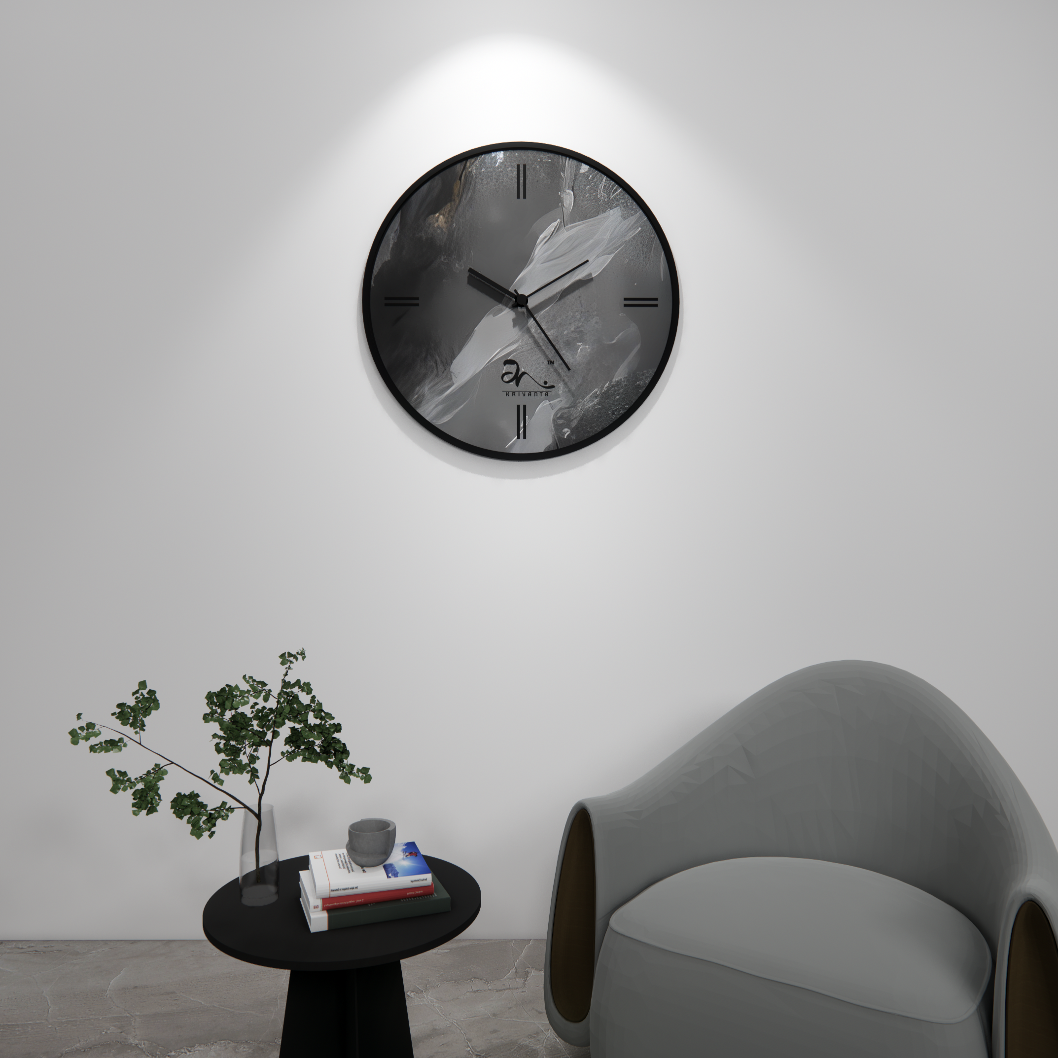 Stone Etched Wall Clock Art