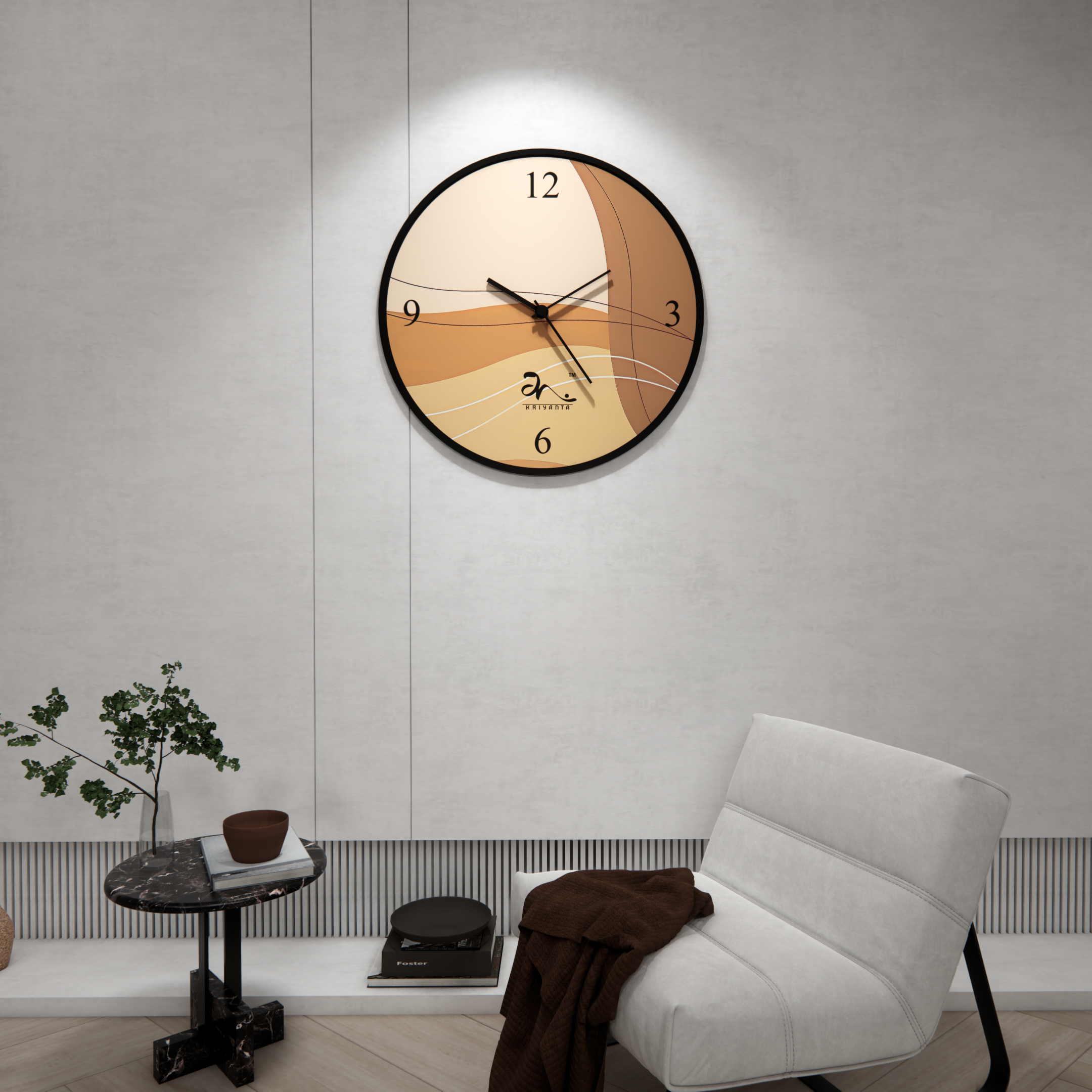 Copper Moonflower Wall Clock Art