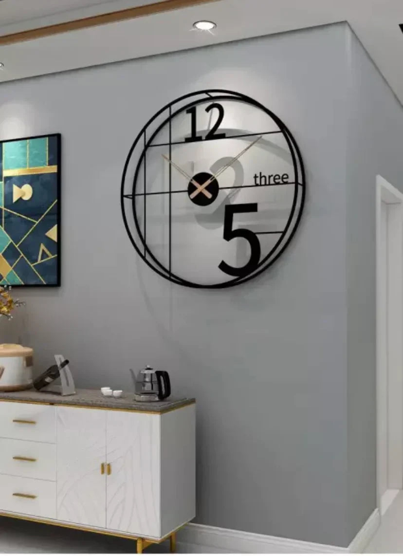 METAL DOUBLE RING DESIGNER WALL CLOCK