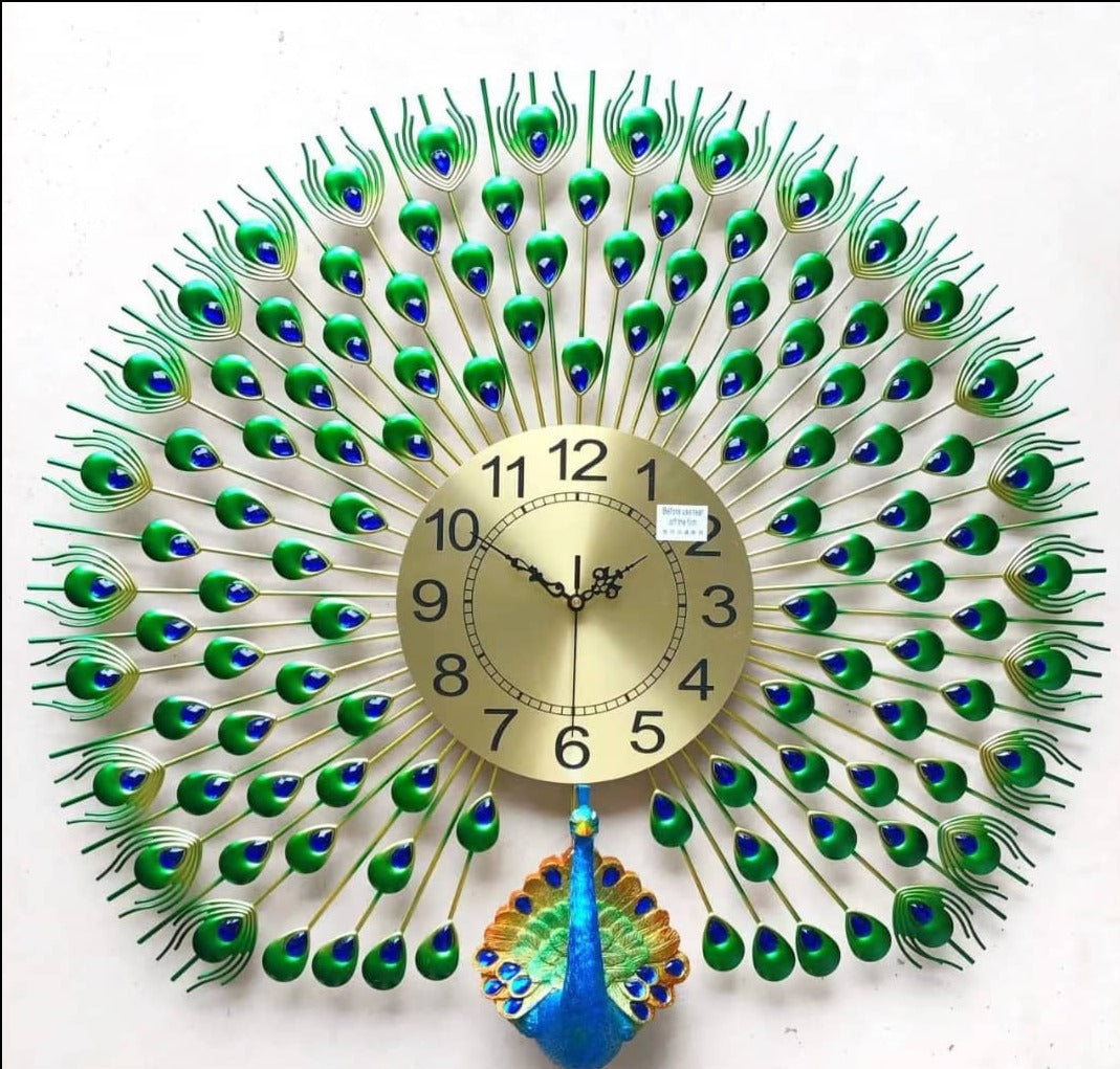 HANDCRAFTED PEACOCK WALL CLOCK