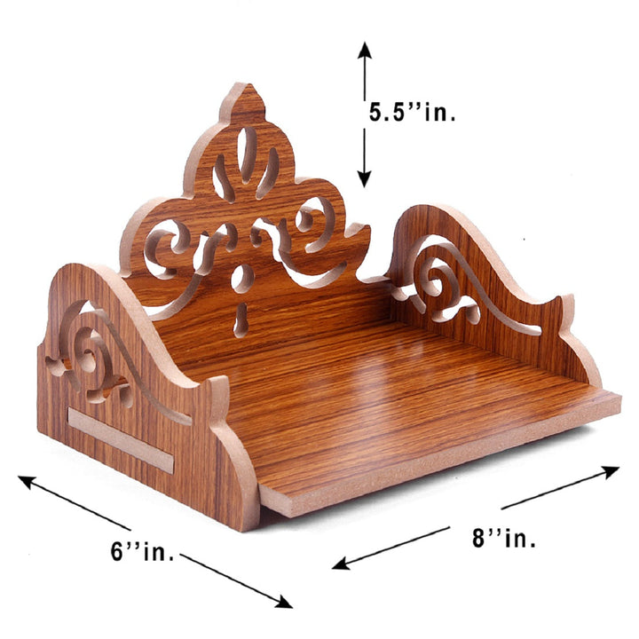 Brown Decorative Beautiful Wooden Temple for Home and Shop | Pooja Mandir for Home and Office/Wall Mounted Temple | Puja Stand