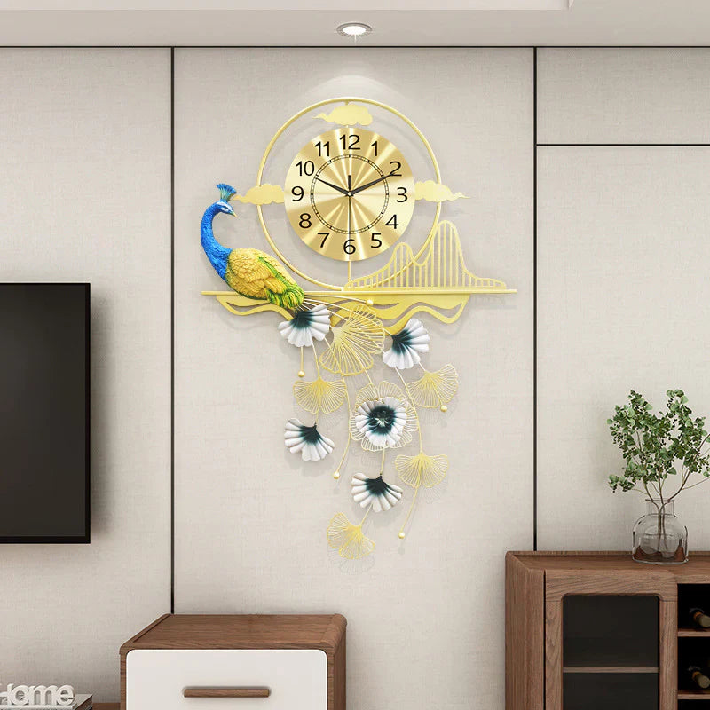 PEACOCK WALL CLOCK ART