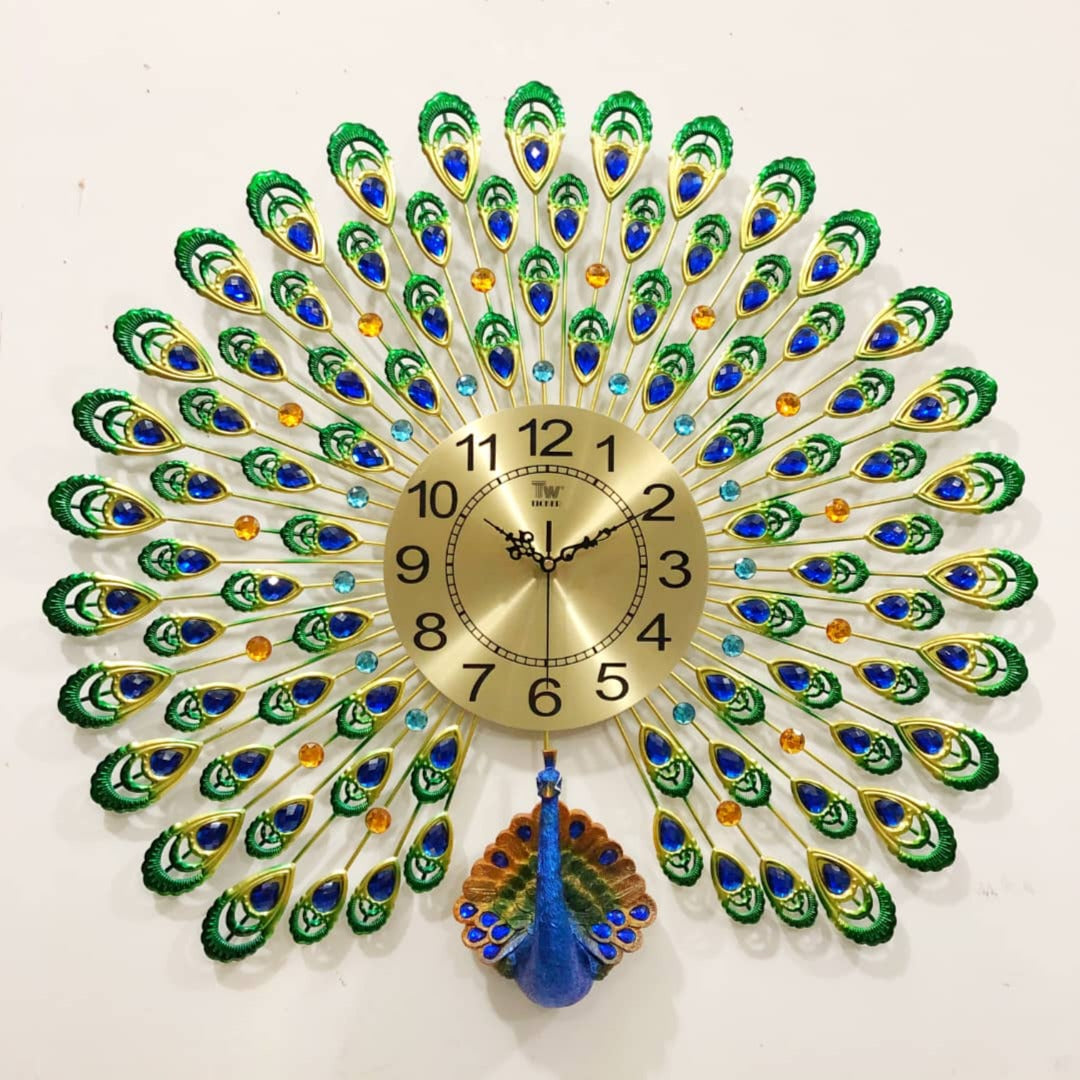 LUXURY PEACOCK METAL WALL CLOCK