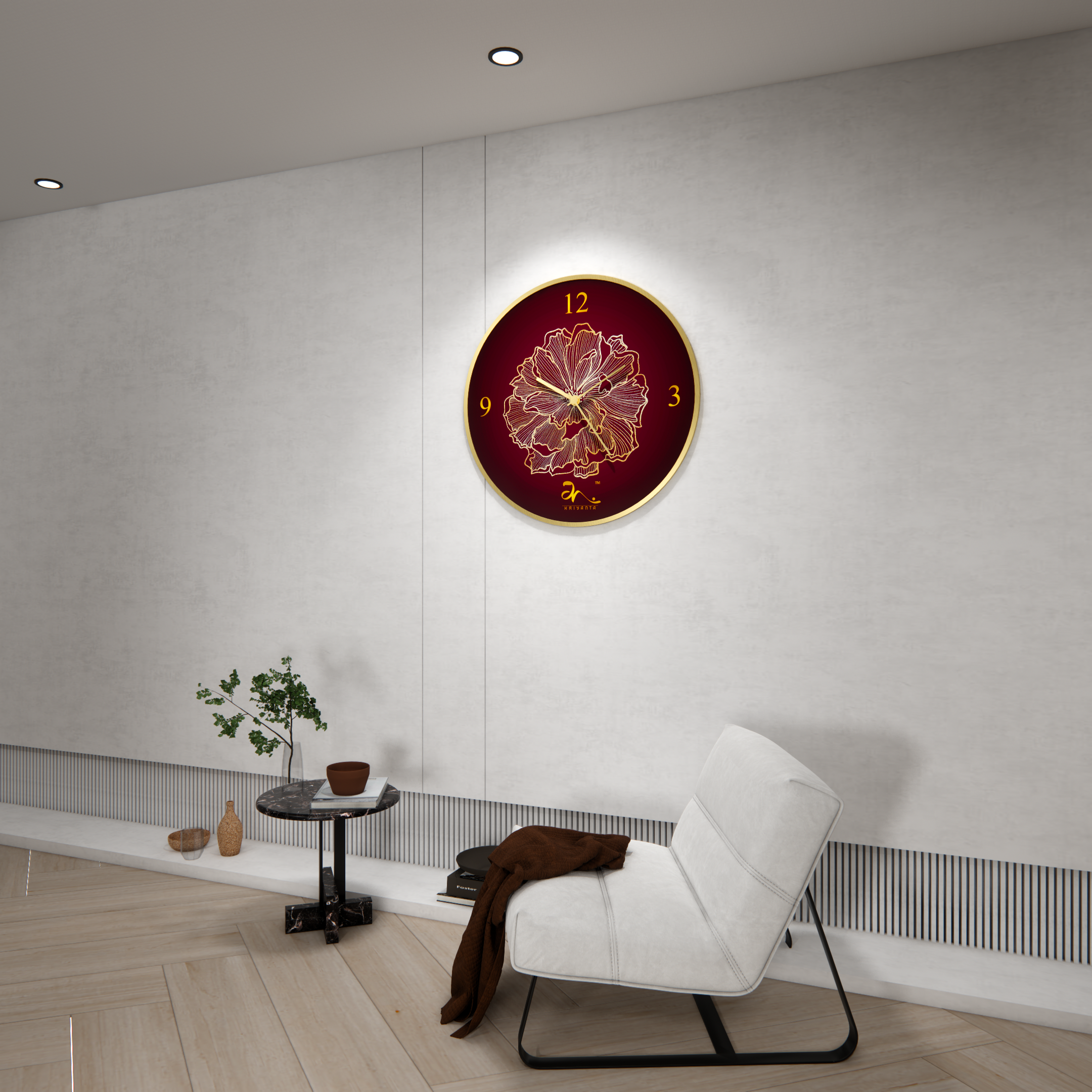 Modern Rose Wall Clock Art