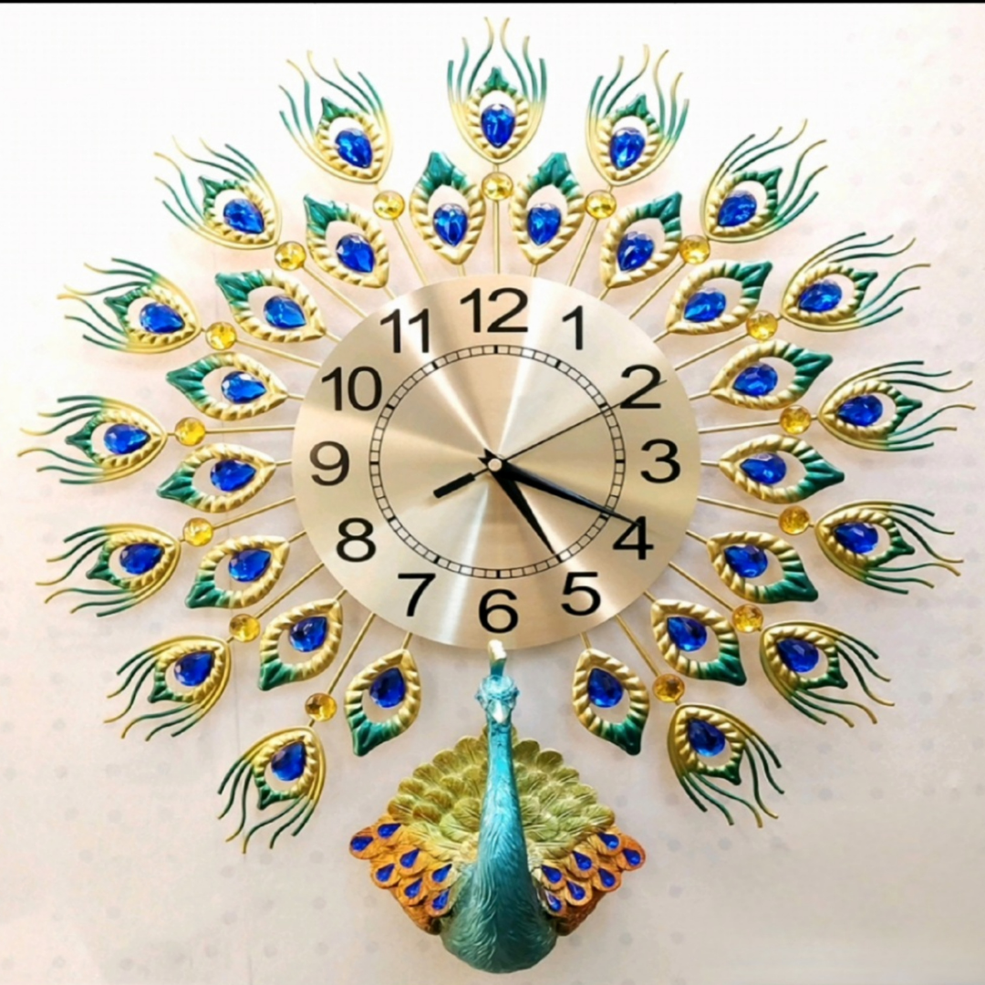 CRYSTAL PEACOCK WALL CLOCK